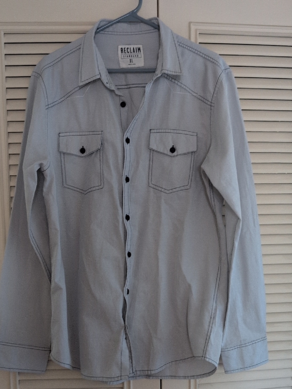 Buckle Reclaim Standard Men's Light Blue Button-Up Shirt XL Cotton Polyester